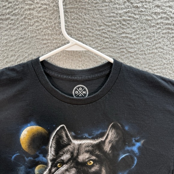 DOM Shirt Adult Large Black Nature Wildlife Wolf Grunge Skater Retro Graphic Tee - Picture 9 of 9